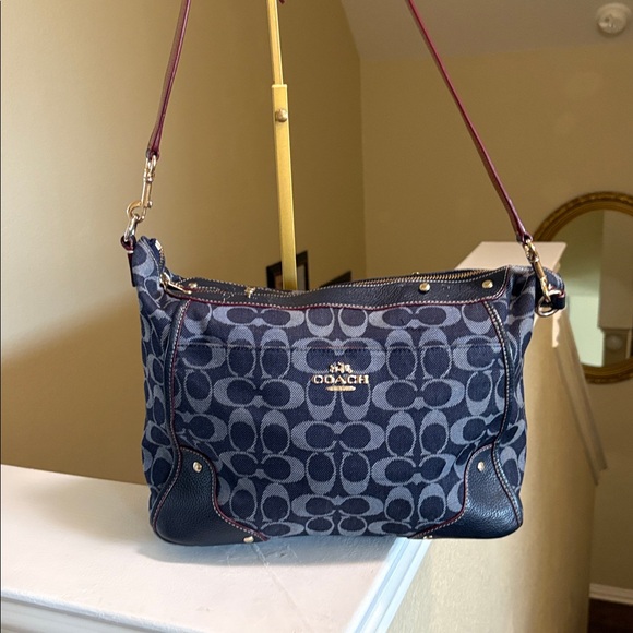 Coach Denim Signature Canvas & Leather Crossbody / Shoulder Bag - Picture 1 of 15